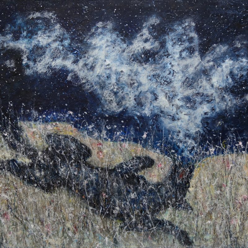La mort du loup (Lykos), 2016
cire, huile et fibre de verre sur toile
130 x 162 cm