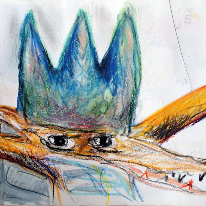 Esquisse royale, 2020-crayons gras et mine de plomb sur papier-21 x 29,7 cm